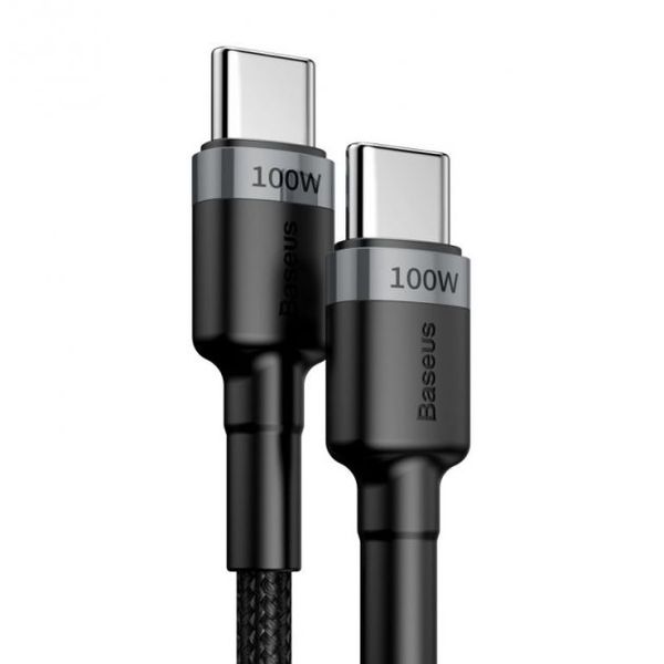Xiaomi | Кабель USB Type-C Baseus Cafule PD2.0 100W flash charging Type-C/Type-C cable (20V 5A) 2m Gray+Black (CATKLF-ALG1) 773795 фото