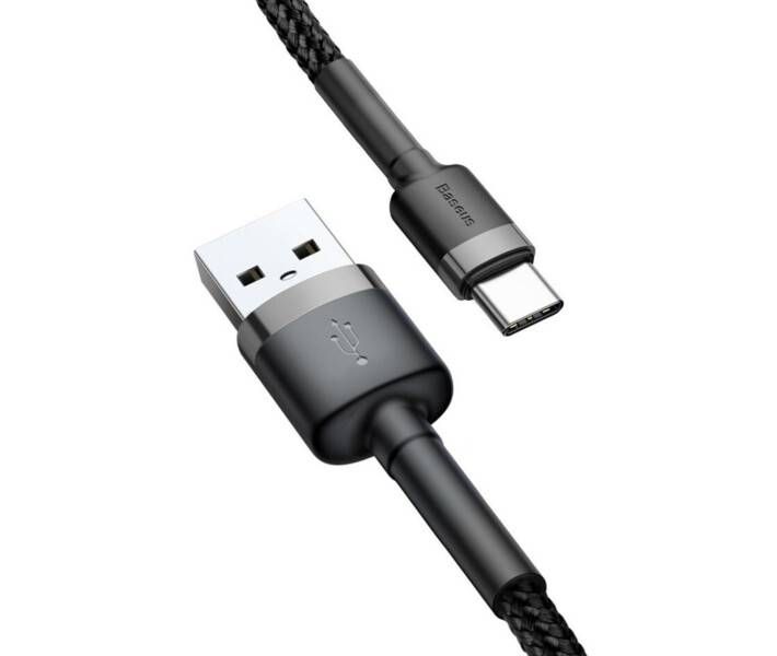 Xiaomi | Кабель USB Type-C Baseus cafule Cable USB For Type-C 2A 3m Gray+Black (CATKLF-UG1) 773818 фото